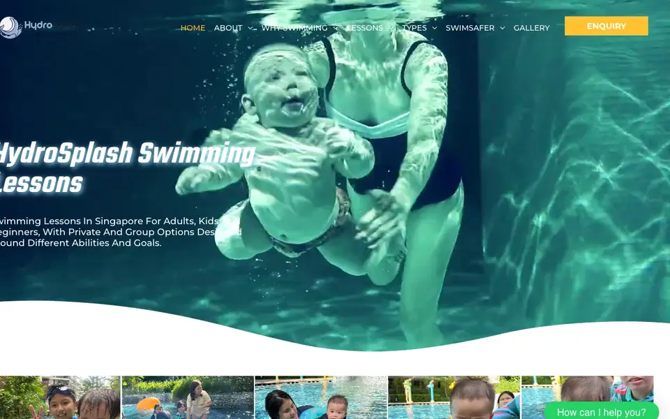 HydroSplash Swimming Academy website homepage, 4 Oct 2026