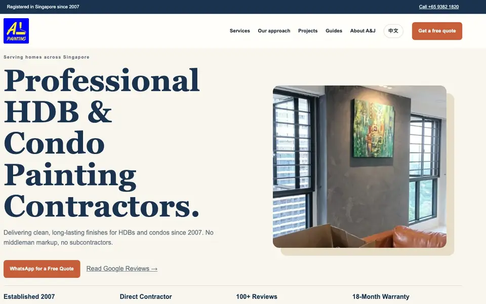 A&J Painting website homepage, 4 Oct 2026