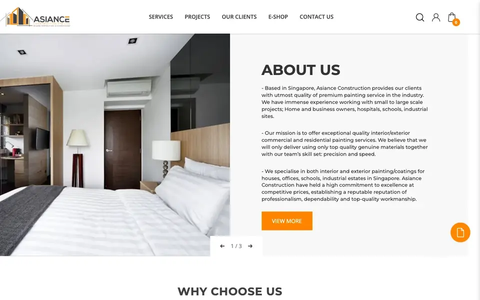 Asiance Construction website homepage, 4 Oct 2026