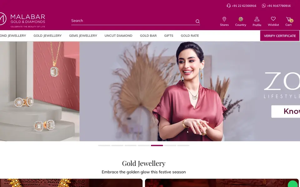 Malabar Gold & Diamonds website homepage, 4 Oct 2026