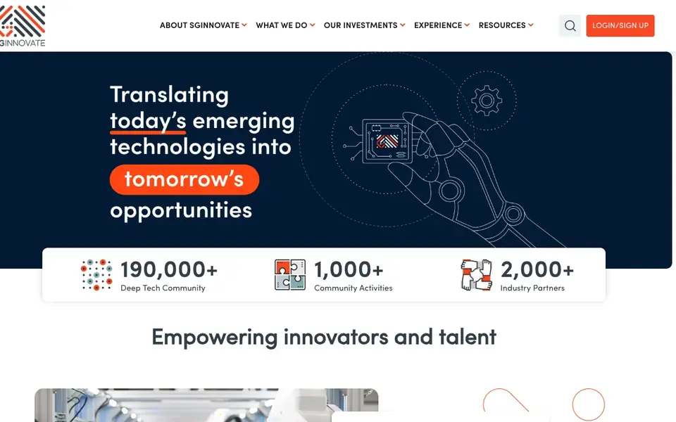 SGInnovate website homepage, 4 Oct 2026