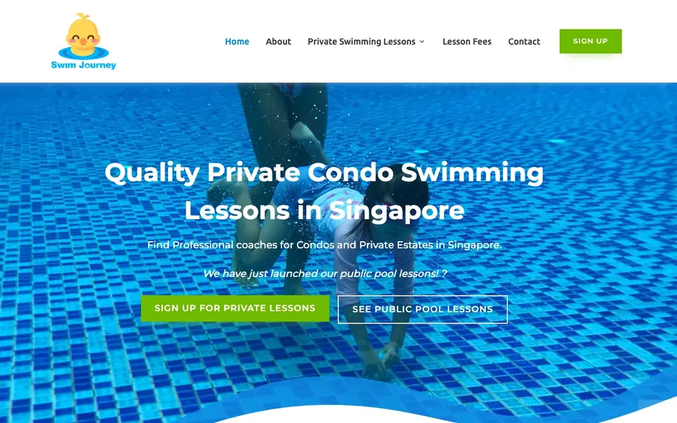 SwimJourney – Swimming Lessons Singapore website homepage, 4 Oct 2026