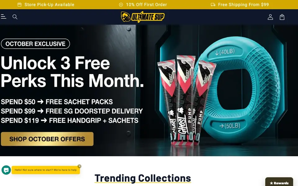 Ultimate Sup website homepage, 4 Oct 2026