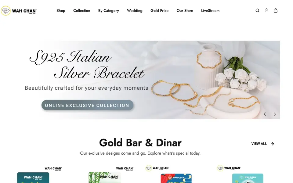 Wah Chan Gold & Jewellery website homepage, 4 Oct 2026